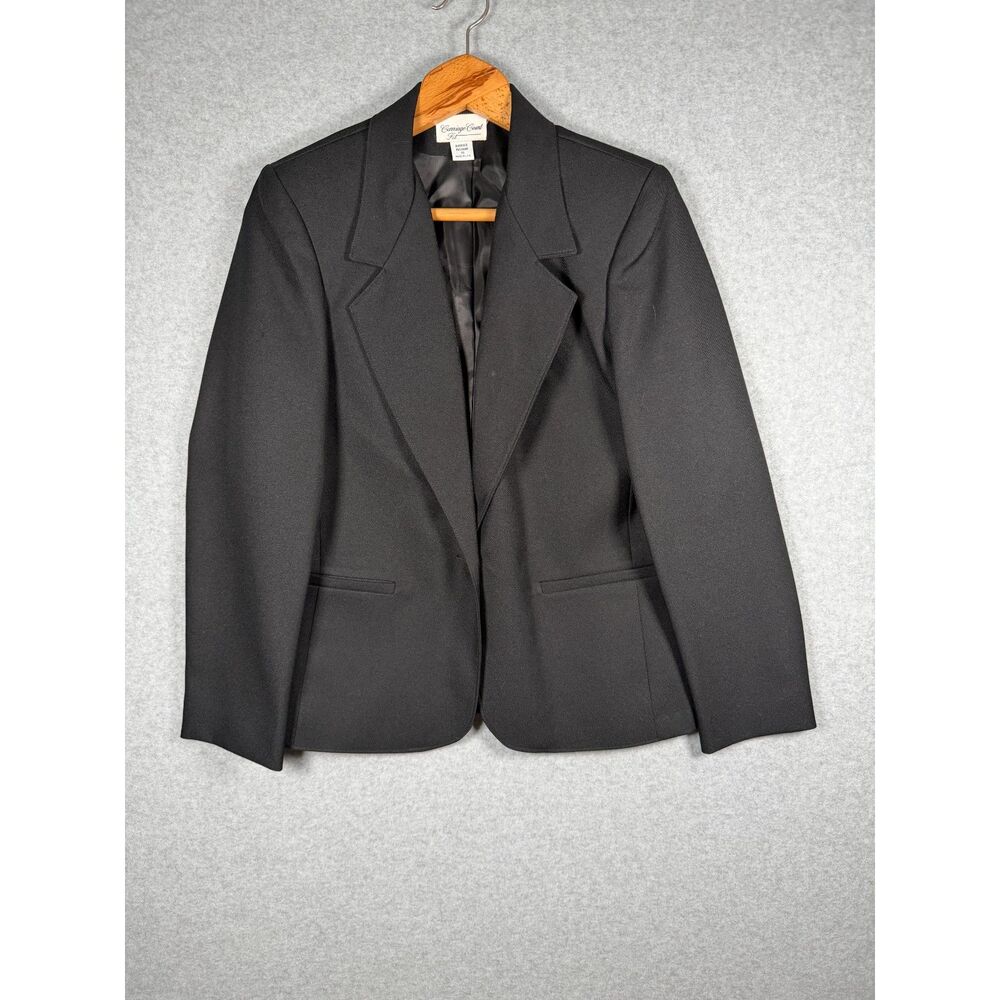Vintage Carriage Court Fit Women’s 10 Black Blazer Skirt Suit Set USA 3849
